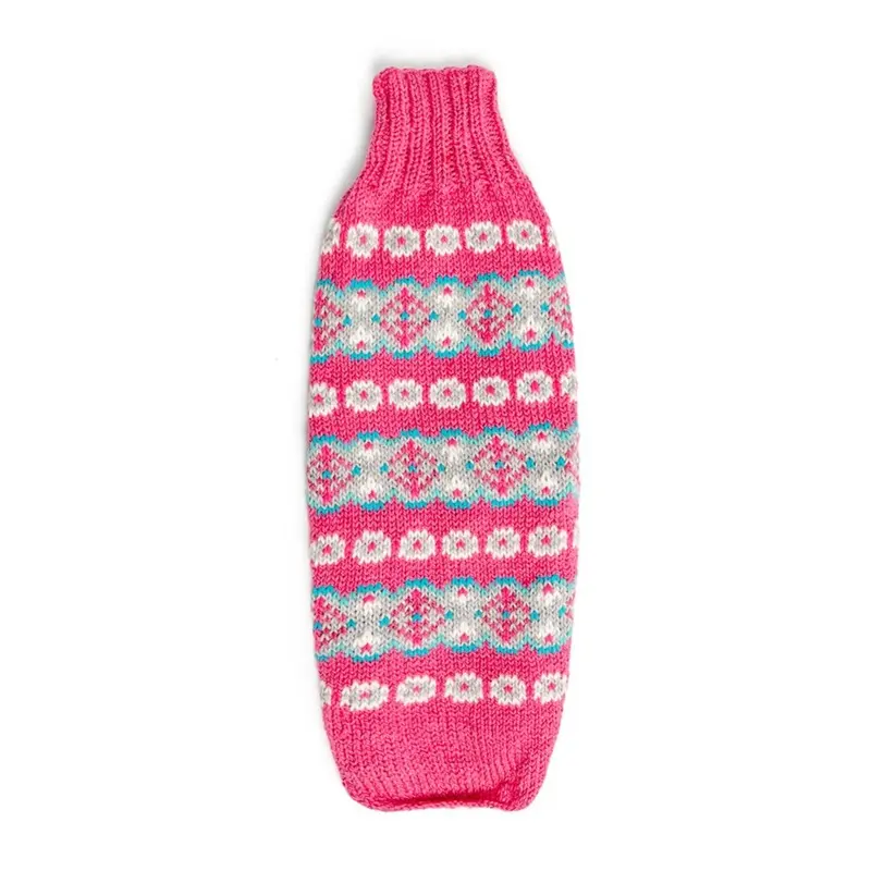 Chilly Dog Handmade Alpaca Fairisle Wool Dog Sweater - Rose XX-Small - Out of Stock!