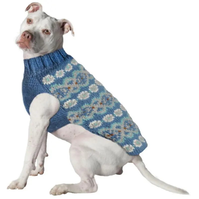 Chilly Dog Handmade Alpaca Fairisle Wool Dog Sweater - Teal XX-Small - Out of Stock!