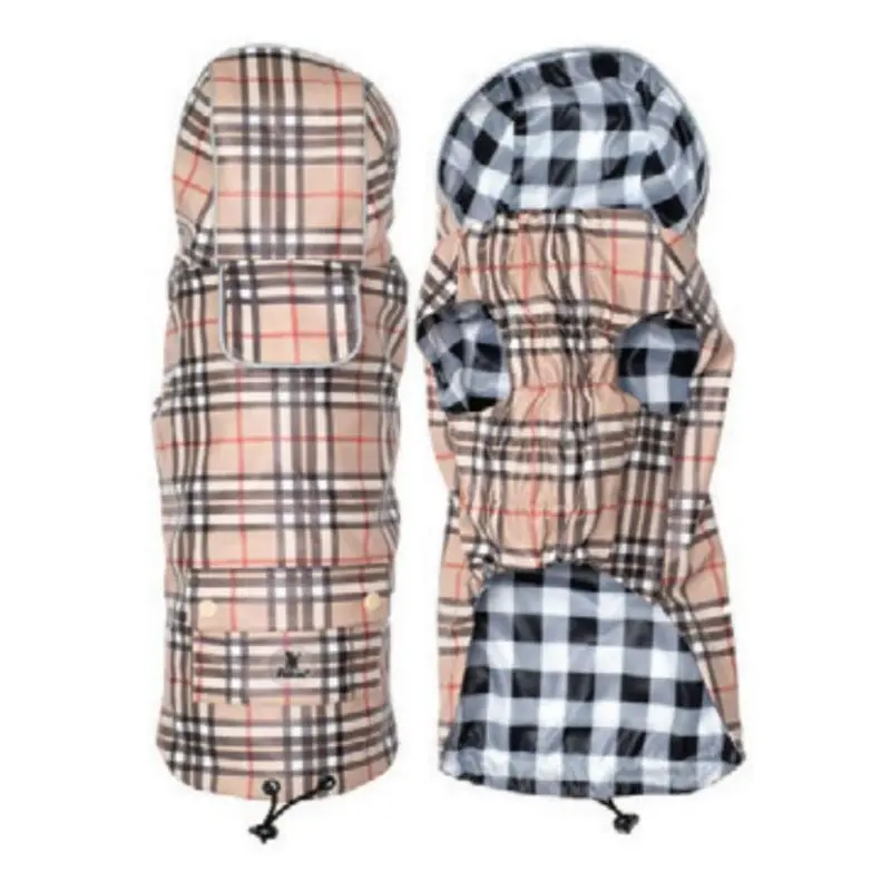 Worthy Dog London Dog Raincoat - Tan Plaid/Checkered X-Small