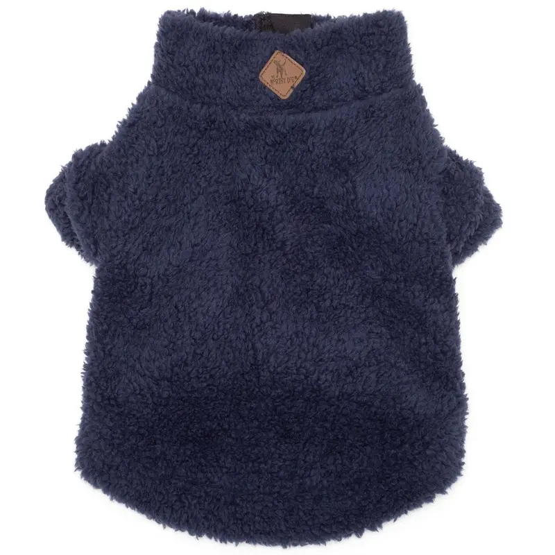 Worthy Dog Solid Fleece Quarter Zip Dog Pullover - Navy 2X-Large