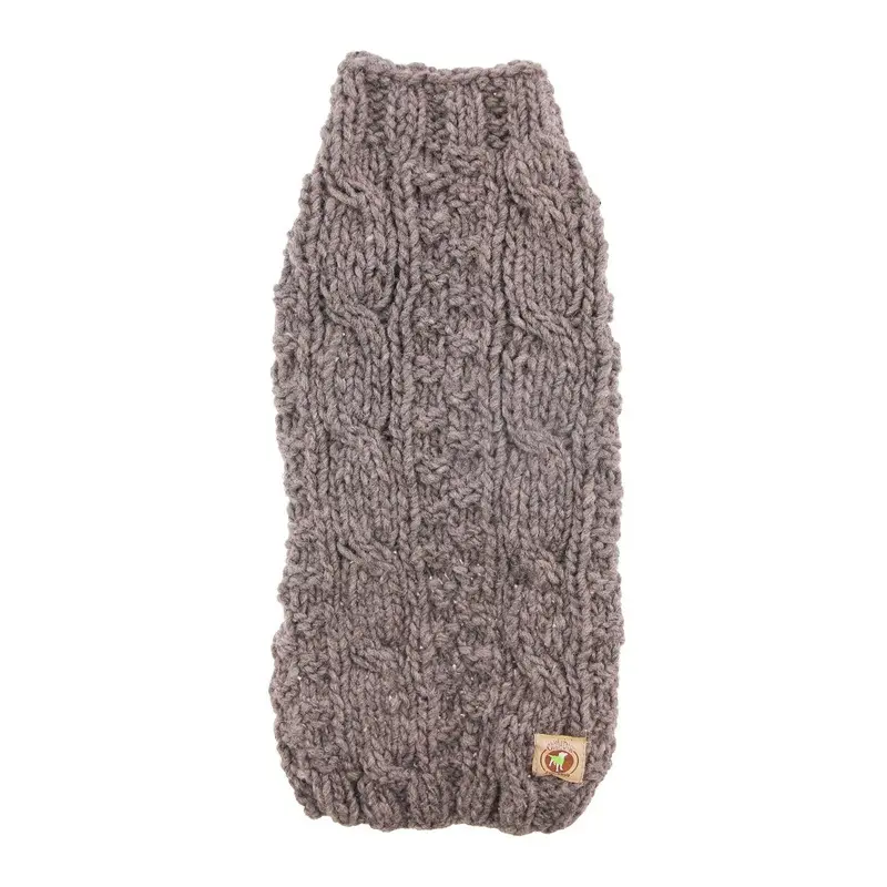 Chilly Dog Handmade Cable Knit Wool Dog Sweater - Gray XX-Small - Out of Stock!