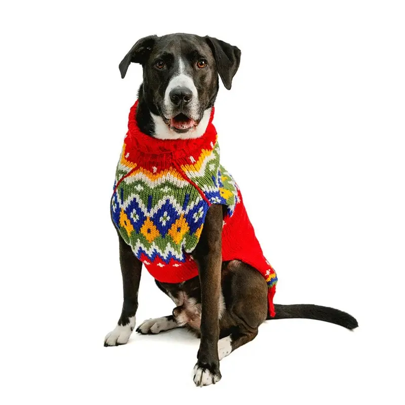 Chilly Dog Handmade Fairisle Wool Dog Sweater - Holiday XX-Small
