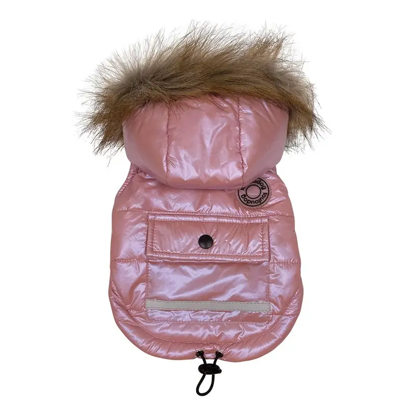 foufou Dog Iridescent Parka Dog Coat - Pink Large