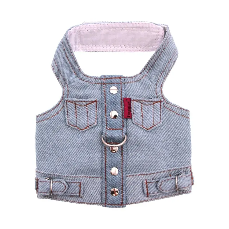 Doggles Blue Jean Jacket Denim Vest Dog Harness Teacup