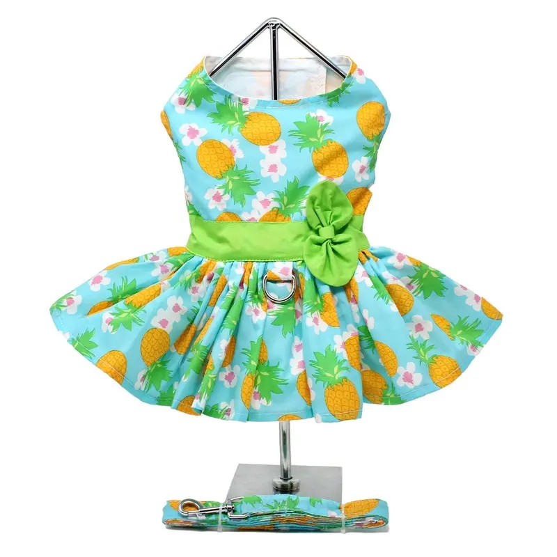 Pineapple Luau Dog Harness Dress with Leash by Doggie Design X-Small