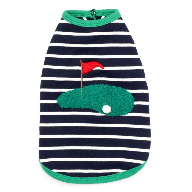 Worthy Dog Golf Dog T-Shirt - Navy and White Striped X-Small