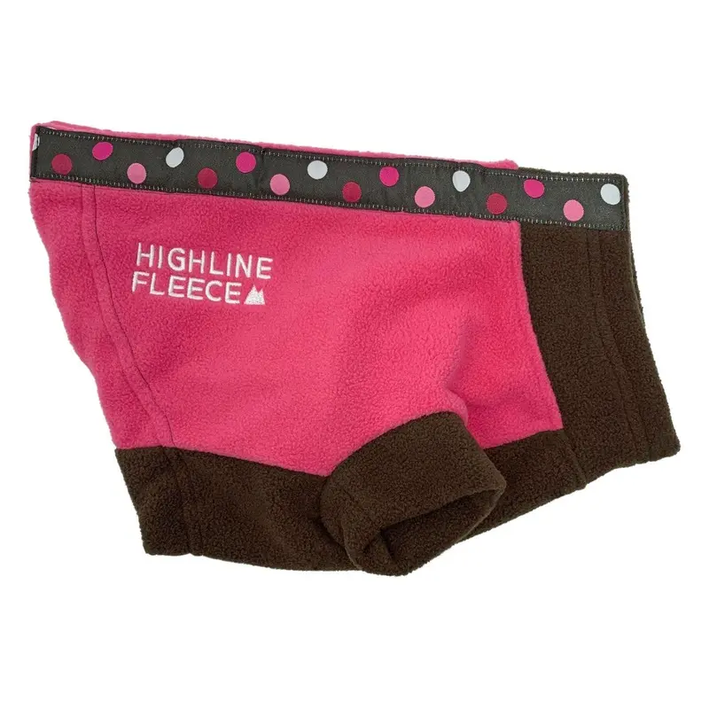 Highline Fleece Dog Coat by Doggie Design - Pink and Brown Polka Dots Size 8