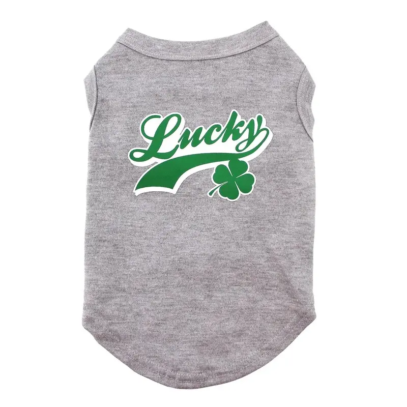 Lucky Swoosh Dog Shirt - Gray Small