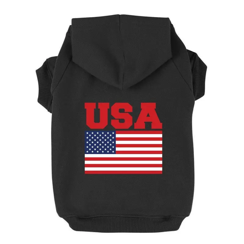 USA Flag Dog Hoodie - Black X-Small