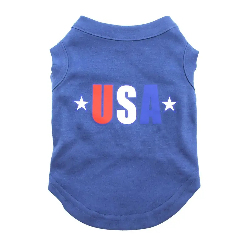 USA Star Screen Print Dog Tank - Blue X-Small
