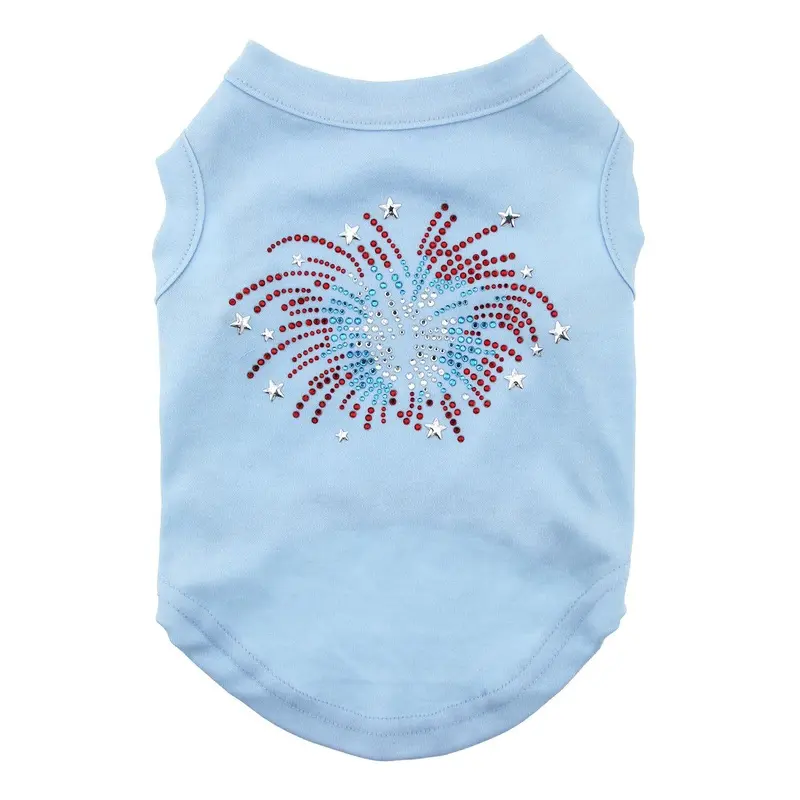 Fireworks Rhinestone Dog Tank Top - Baby Blue X-Small