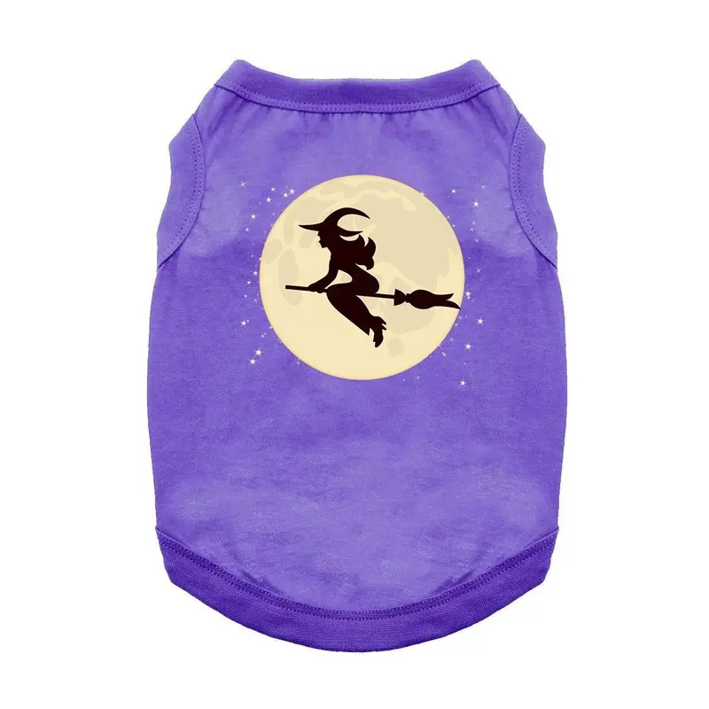 Moonlight Witch on a Broom Dog Shirt - Purple X-Small