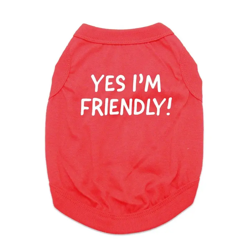 Yes I'm Friendly Dog Shirt - Red X-Small