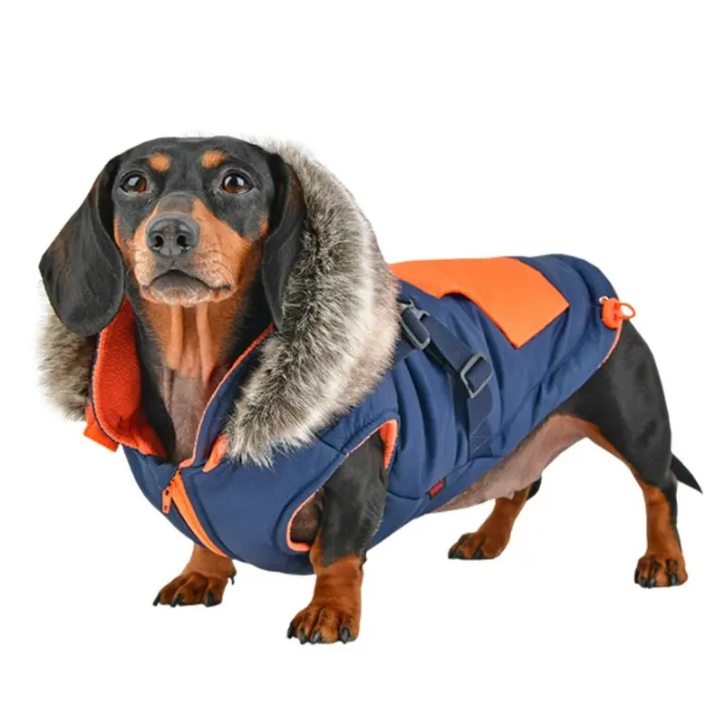 Orson Fleece Dog Vest By Puppia - Navy and Orange Small - Free Shipping!