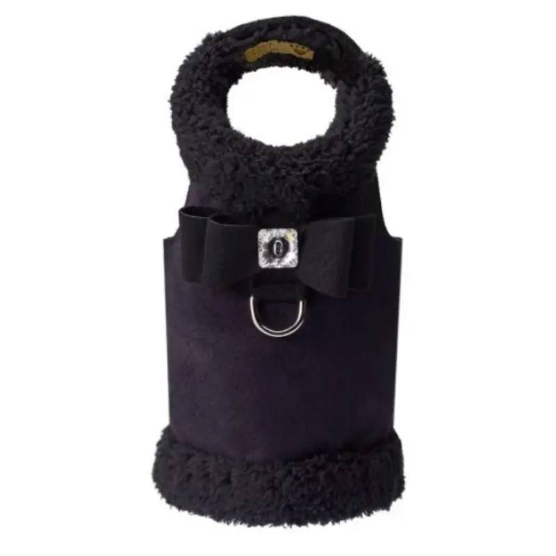 Susan Lanci Bowzer Dog Coat - Black with Big Black Bow XX-Small - Free Shipping!