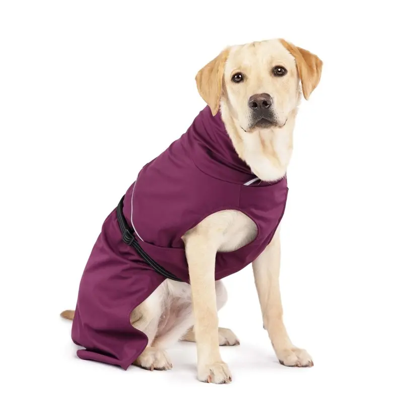 Gold Paw Rain Paw II Dog Raincoat - Beetroot/Storm Gray Size 8 - Free Shipping!