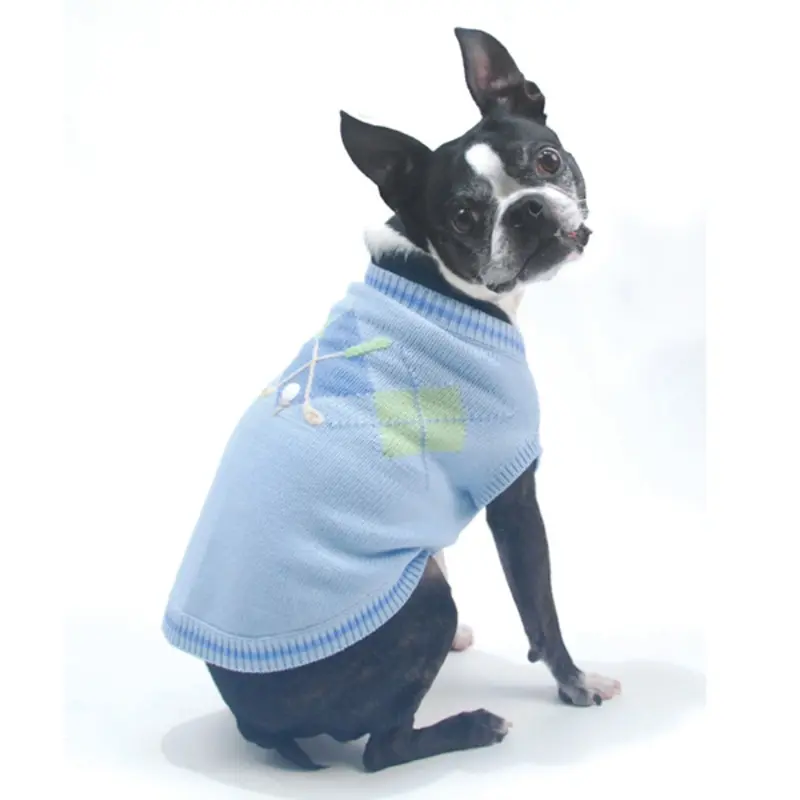 Oscar Newman Hole in One Golf Dog Sweater - Blue XX-Small - Free Shipping!