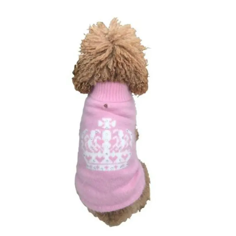 The Dog Squad Diana Luxury Rhinestone Crown Dog Sweater - Pink XX-Small - Free Shipping!