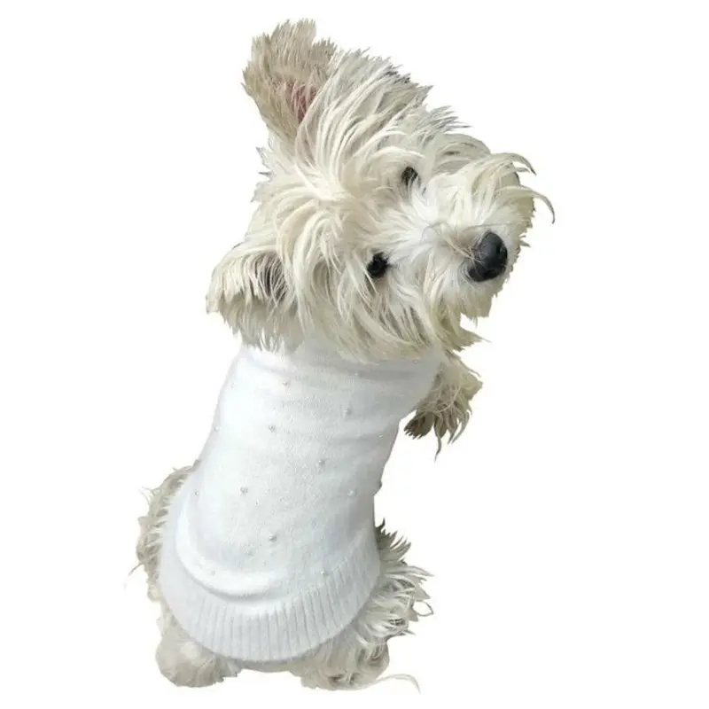 The Dog Squad Pearly Girl Dog Sweater - Ivory XX-Small - Out of Stock!