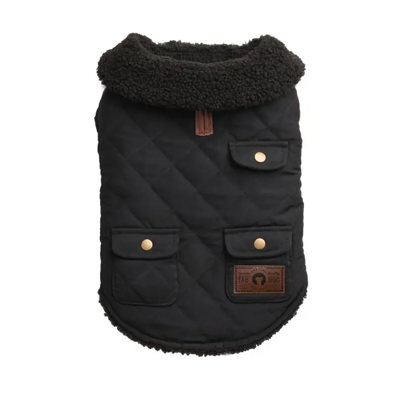 fabdog Quilted Shearling Dog Coat - Black Size 8 - Free Shipping!
