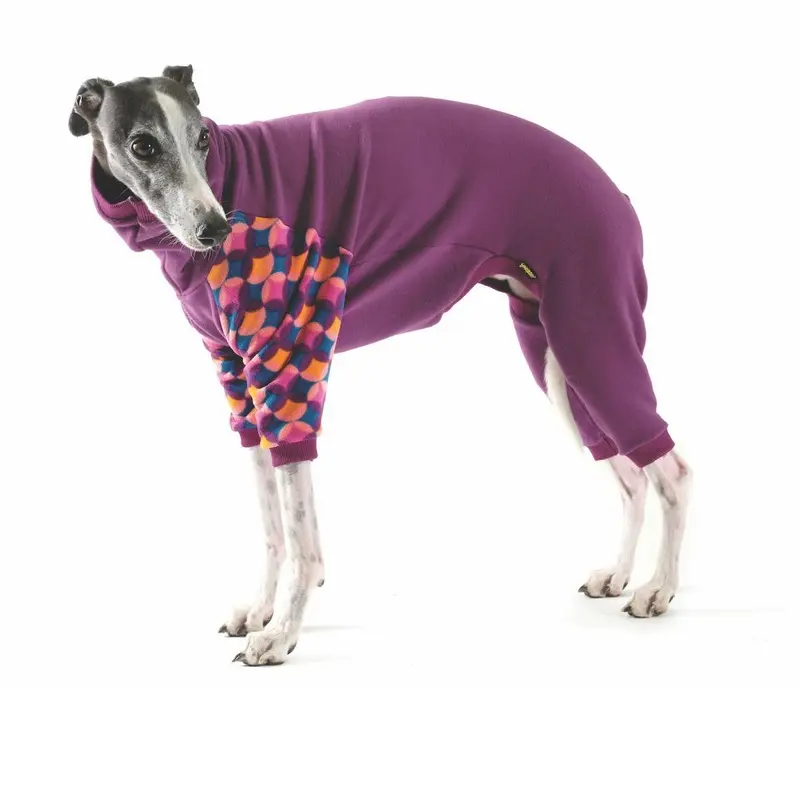 Gold Paw Stretch Fleece Dog Onesie - Eggplant and Summer Mod Size 14 - Free Shipping!
