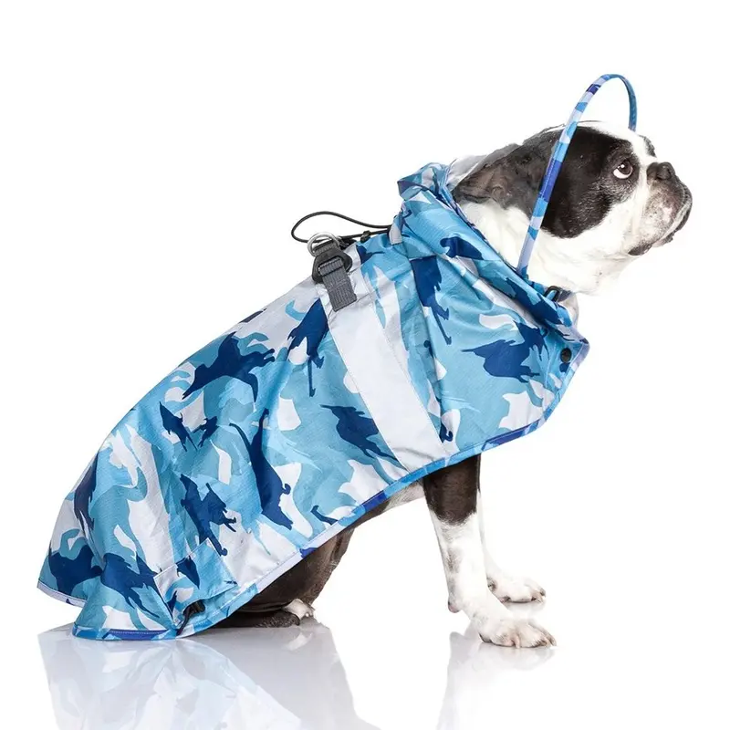 Gooby Step-In V2 Dog Raincoat - Blue Camo X-Small - Free Shipping!