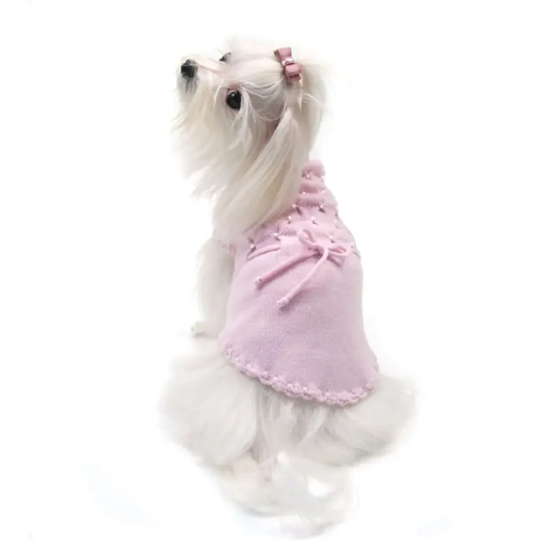 Oscar Newman Leave Me Breathless Dog Sweater Dress - Pink XX-Small - Out of Stock!