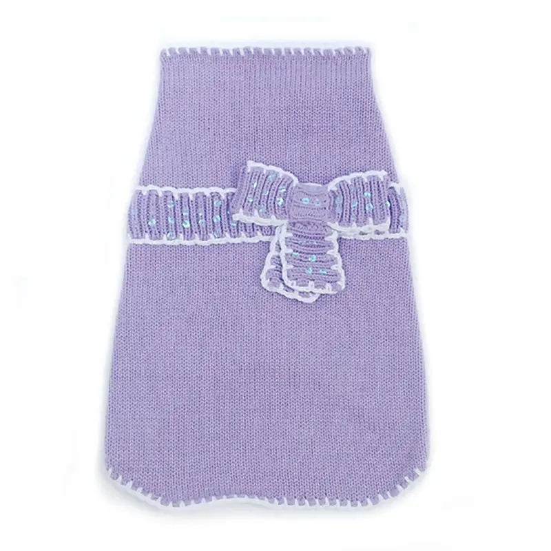 Oscar Newman Take A Bow Dog Sweater - Violet X-Small - Out of Stock!