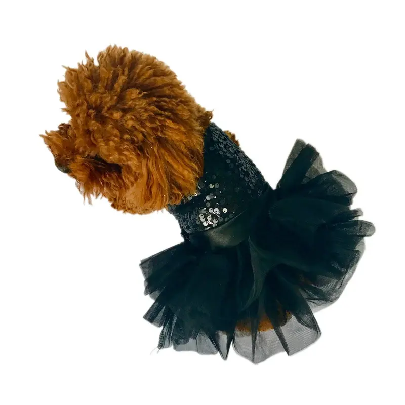 The Dog Squad Marilyn Sequin Fufu Tutu Dog Dress - Black XXX-Small - Free Shipping!