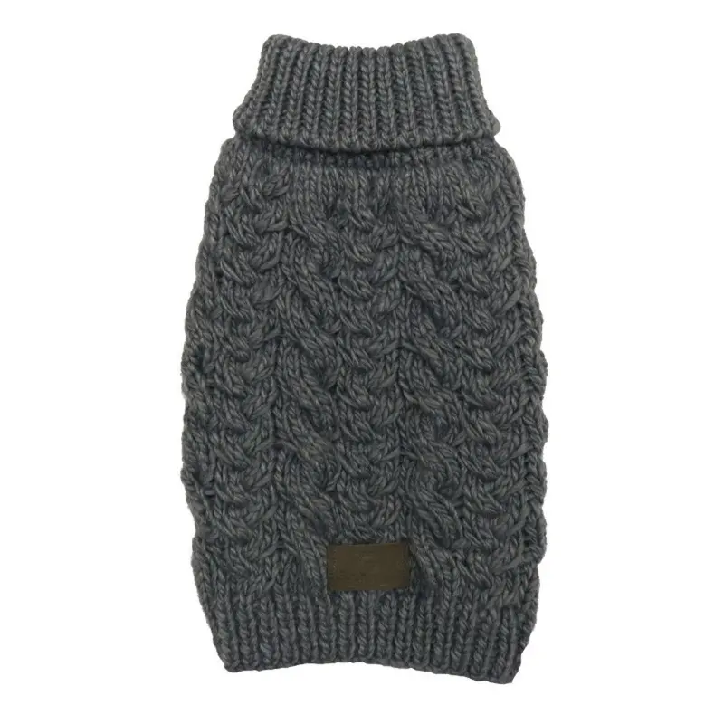 fabdog Wool Turtleneck Dog Sweater - Gray Size 8 - Free Shipping!