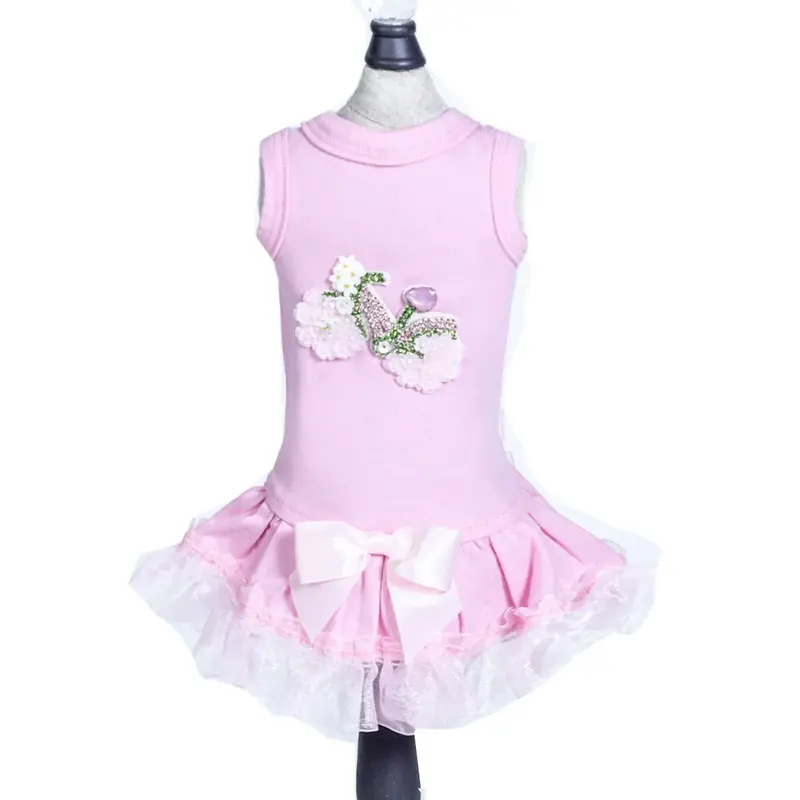 Hello Doggie Bicycle Dog Dress - Pink XX-Small - Free Shipping!
