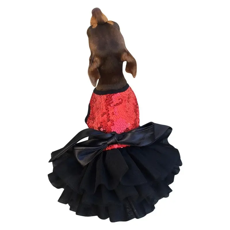 The Dog Squad Fufu Tutu Sequin Dog Dress - Red Vixen XX-Small - Free Shipping!