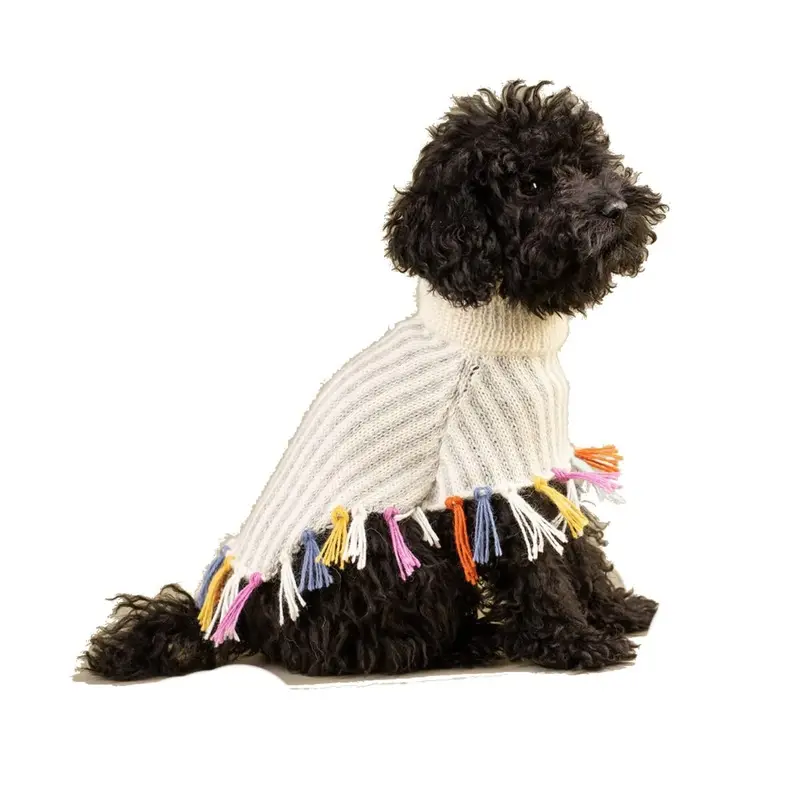 Alqo Wasi Rainbow Fringe Alpaca Dog Poncho XX-Small - Out of Stock!