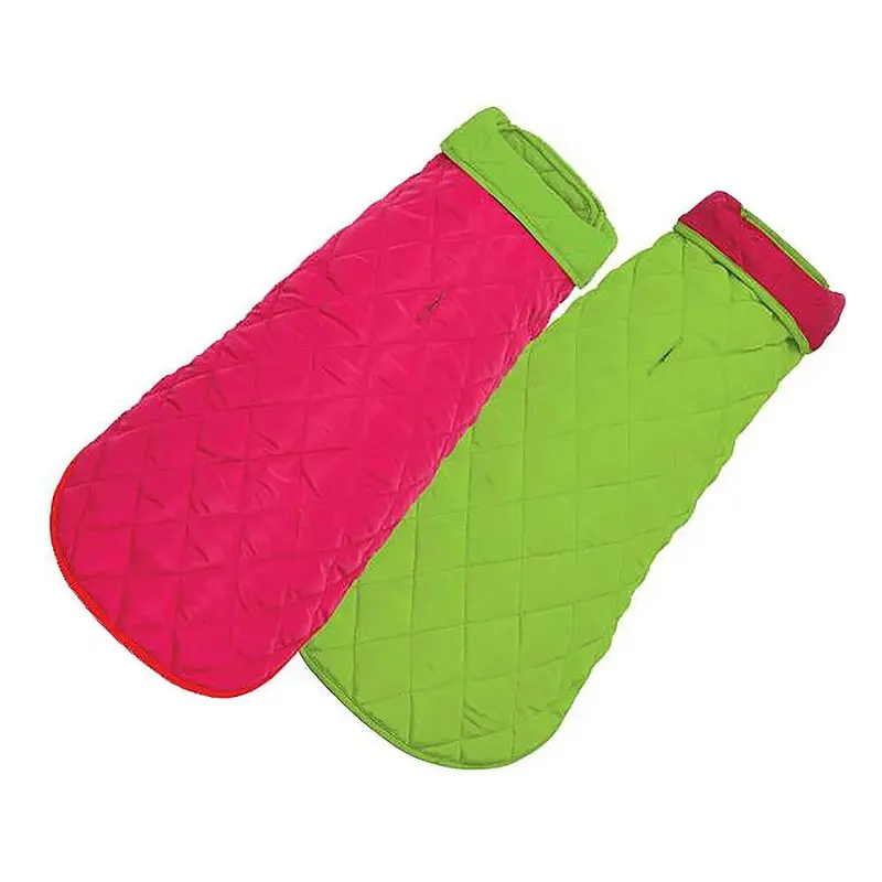 Diamond Quilted Reversible Dog Coat by Up Country - Pink and Lime Size 14