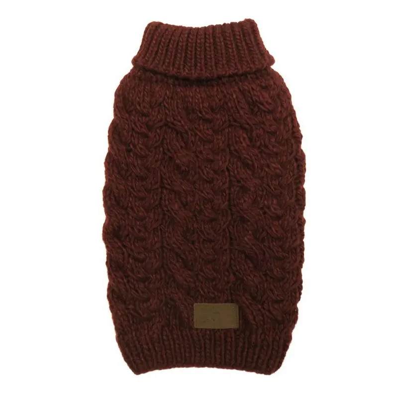 fabdog Wool Turtleneck Dog Sweater - Burgundy Size 8