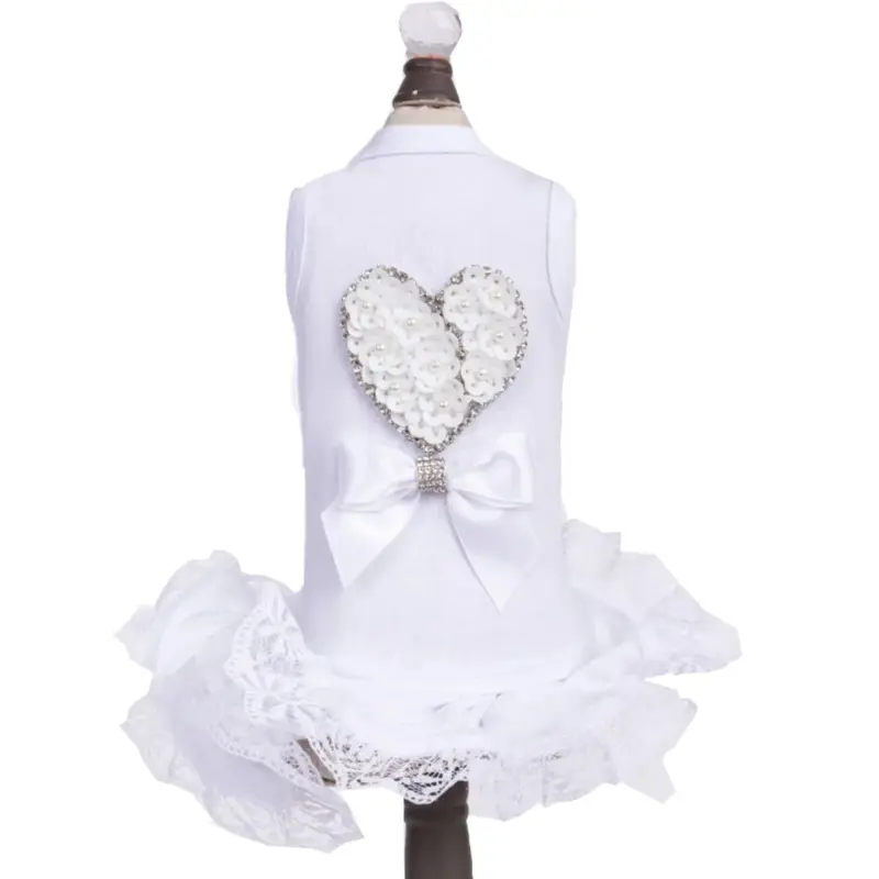 Hello Doggie Endless Love Dress - White XX-Small