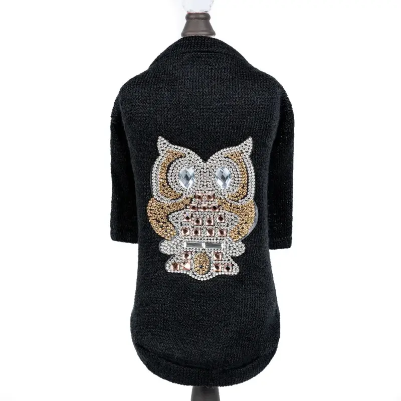 Hello Doggie Night Owl Dog Sweater - Black XX-Small