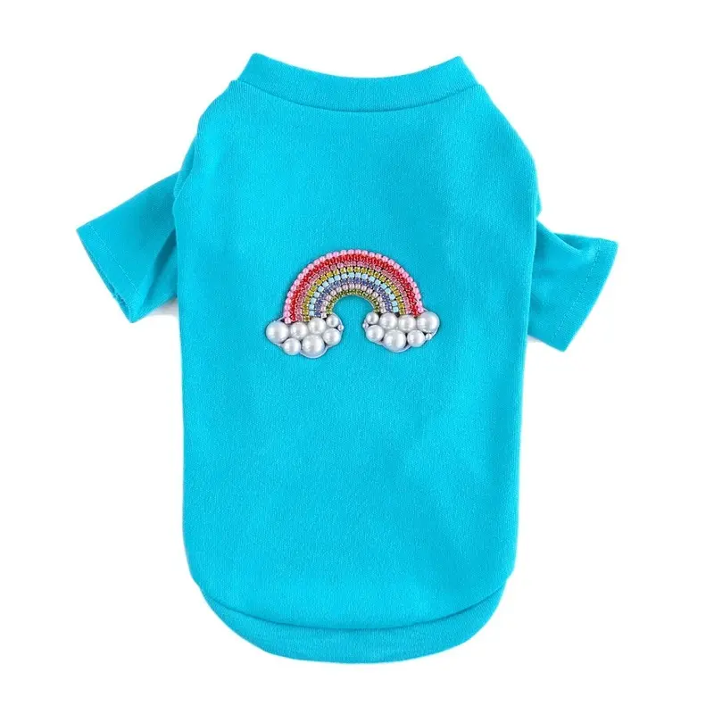 Hello Doggie Rainbow Dog T-Shirt - Aqua XX-Small