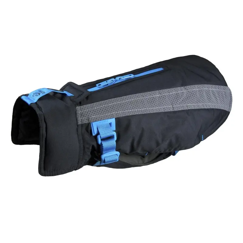 Vortex Parka Dog Coat - Black and Cyan Size 18