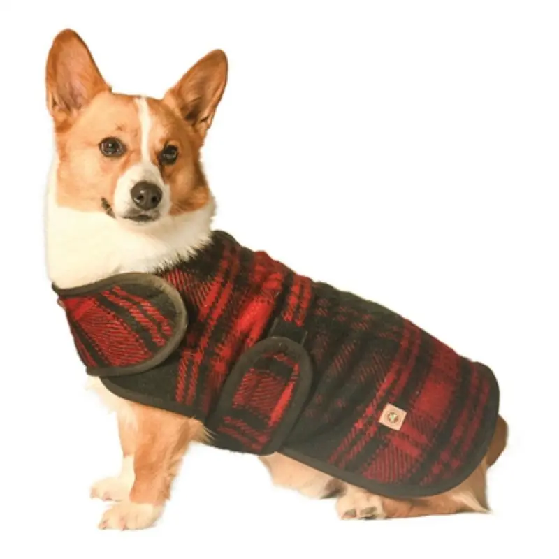 Chilly Dog Plaid Blanket Dog Coat - Red and Black X-Small - Out of Stock!