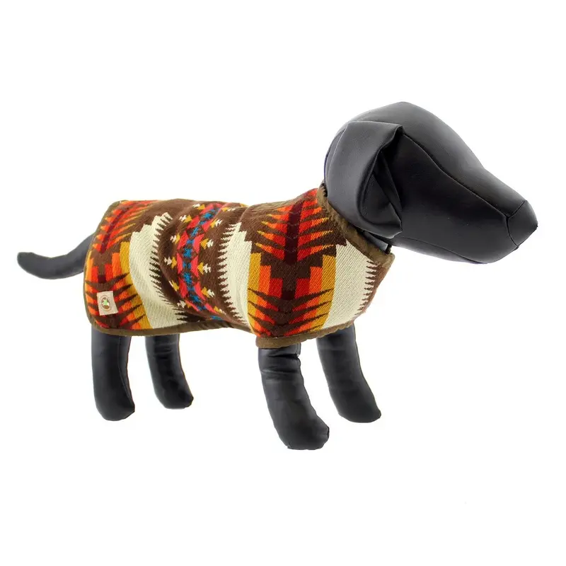 Chilly Dog Southwestern Blanket Dog Coat - Brown X-Small