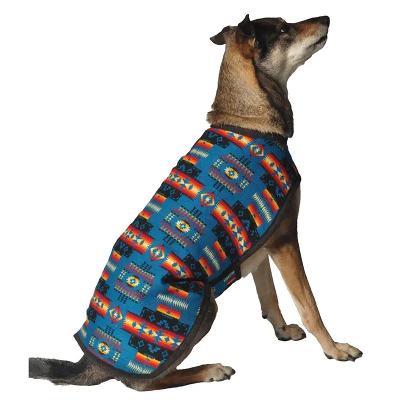 Chilly Dog Southwestern Blanket Dog Coat - Turquoise X-Small