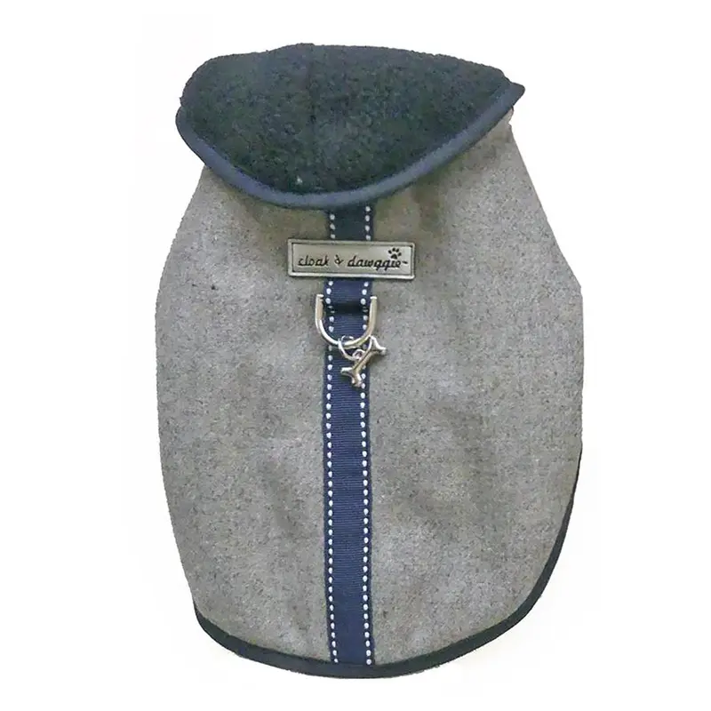 Cloak & Dawggie Flannel Teacup Dog Coat - Navy T2 - Up to 4 pounds