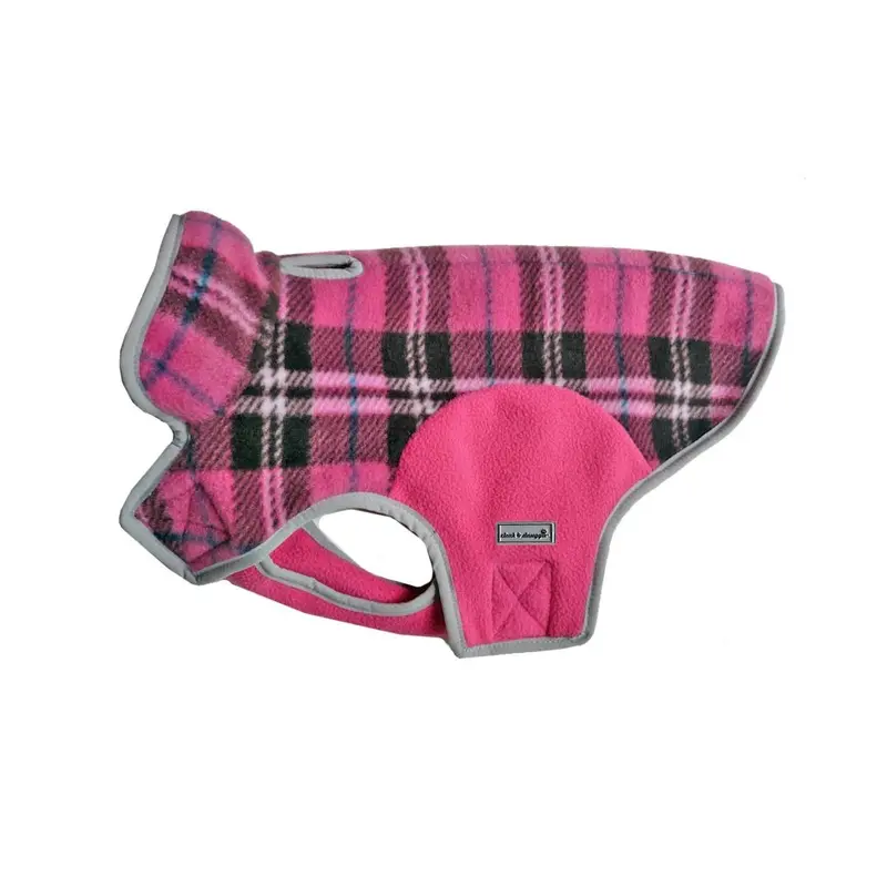 Cloak & Dawggie Precision Fit Fleece Dog Jacket - Pink Plaid XX-Small - Out of Stock!
