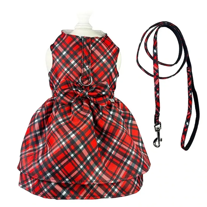 Klippo Red Plaid Dog Harness Dress with Matching Leash X-Small - Out of Stock!