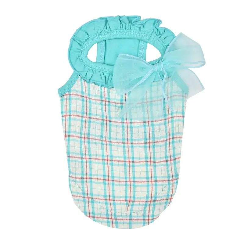 Pinkaholic Eulalia Checkered Dog Tank Top - Aqua Small