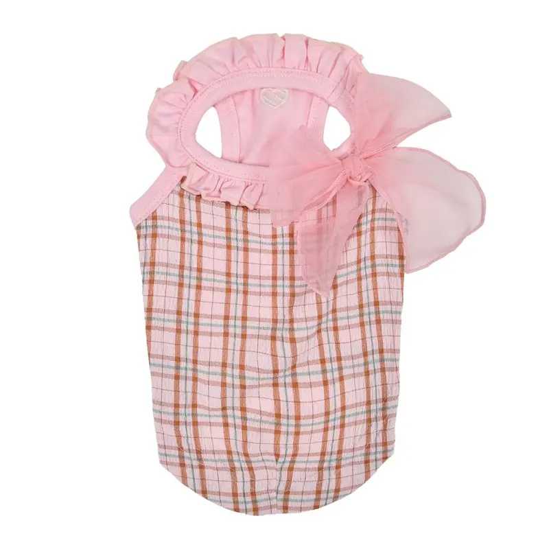 Pinkaholic Eulalia Checkered Dog Tank Top - Indian Pink Small