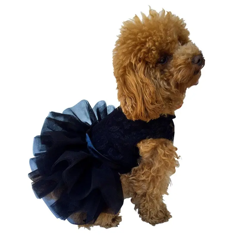 The Dog Squad Fufu Tutu Lace Dog Dress - Black X-Small