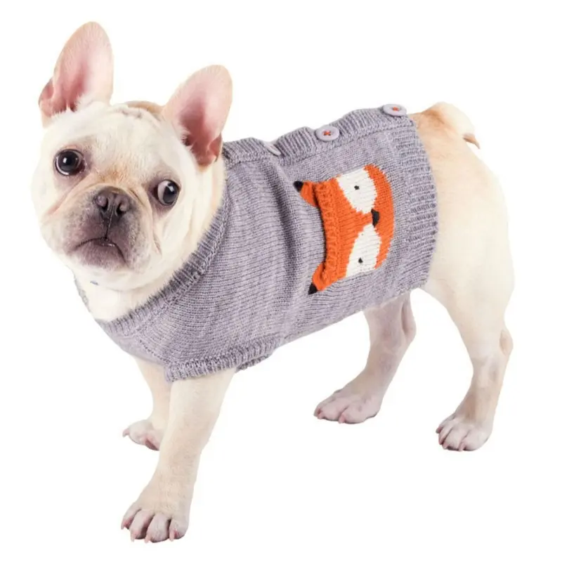 Worthy Dog Fox Dog Cardigan - Gray X-Large