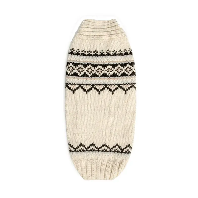 Chilly Dog Handmade Alpaca Wool Wyatt Dog Sweater - Cream XX-Small - Out of Stock!